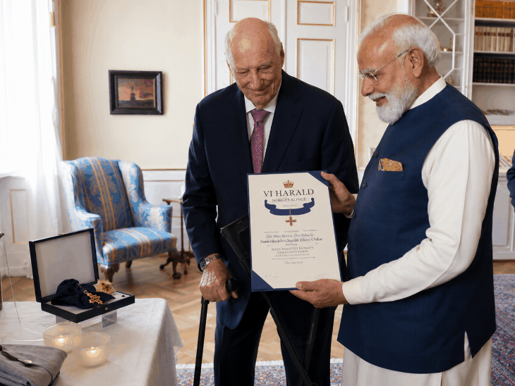 नॉर्वे ने पीएम मोदी को सर्वोच्च सम्मान दिया:उनका ये 32वां अंतरराष्ट्रीय सम्मान, मोदी बोले- यूरोप भारत में $100 अरब निवेश करेगा